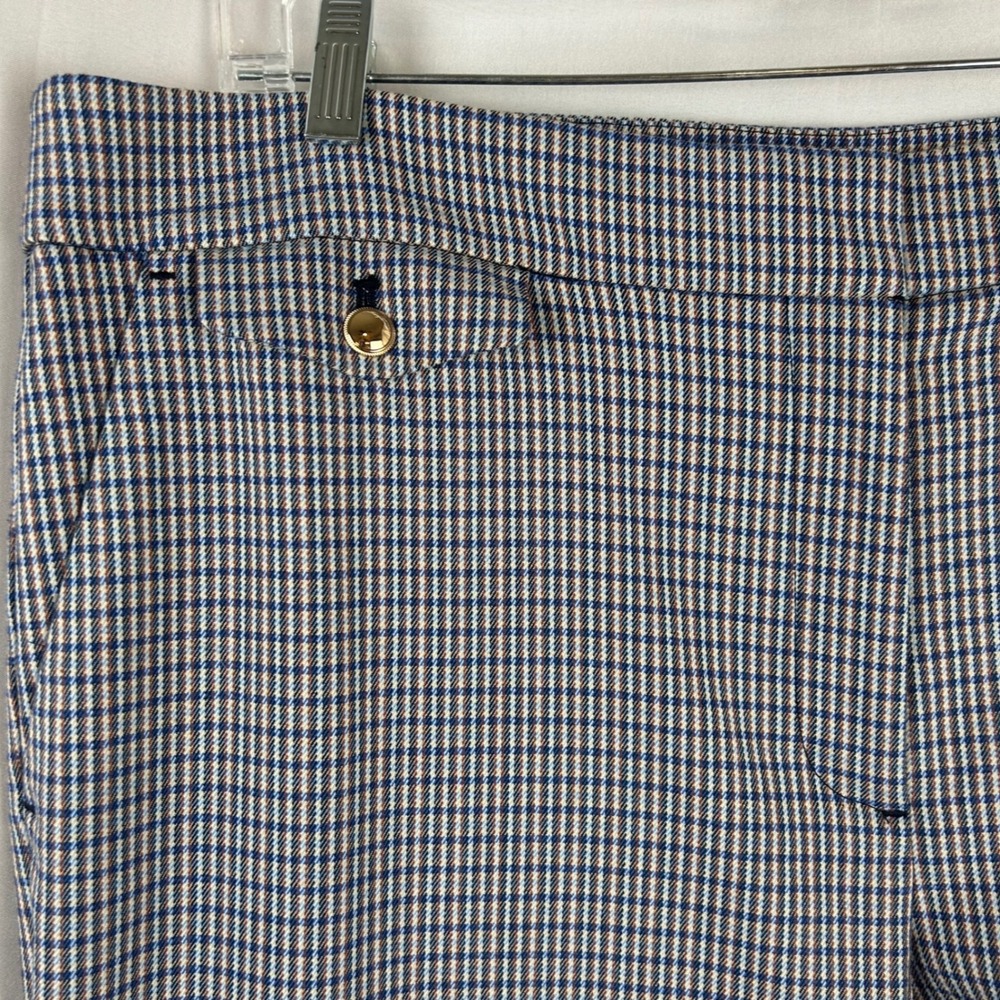 Loft Riviera Slim Blue Brown Plaid Ankle Pants Womens Size 16 Business Casual - Picture 4 of 10